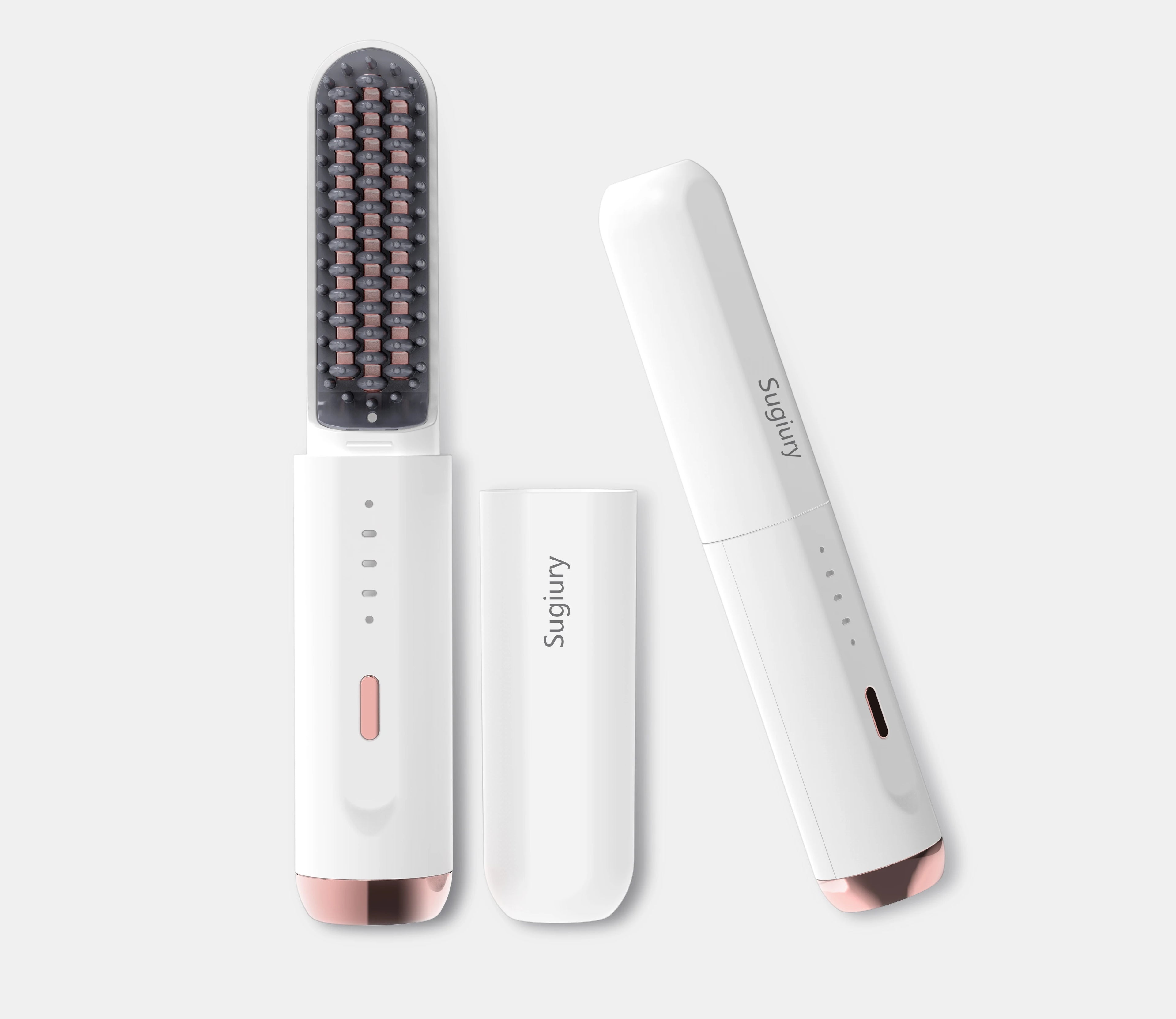 Cordless Heated Beard Brush for Men Electric Hot Comb Anti-Scald Mini Straightening Brush Portable for Travel and Home Use